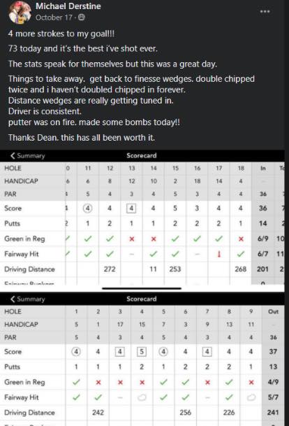 Michael shot a 73, the best round of his life.